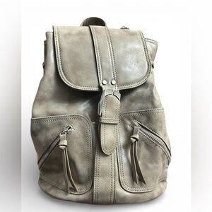 Urban Expressions Vintage Taupe Vegan Leather Backpack for Women. EUC